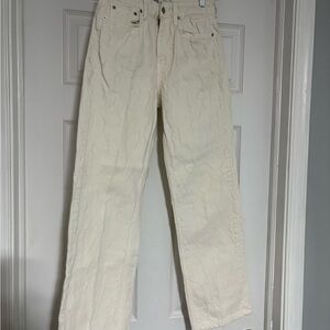 Zara Cream Textured High-Waisted Pants